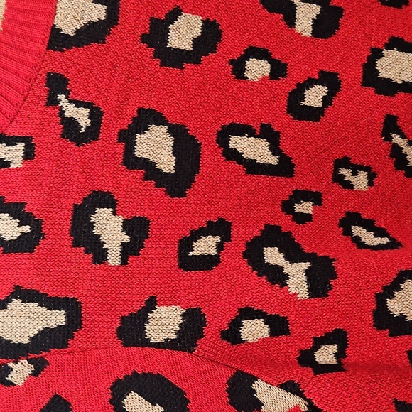 Charter Club Red Leopard Print Sweater - Picture 4 of 12